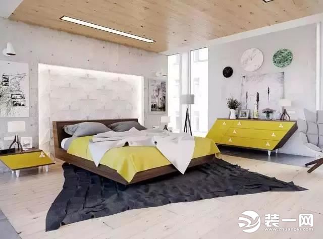 白黄主题大空间卧室设计图