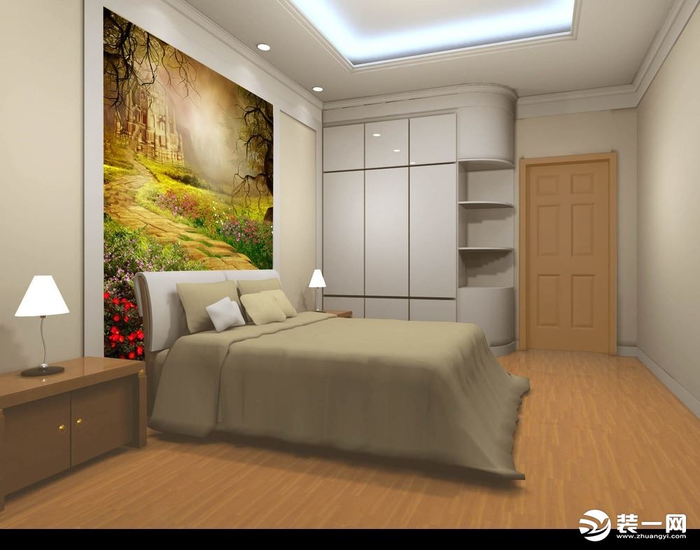 大户型现代简约卧室背景墙效果图