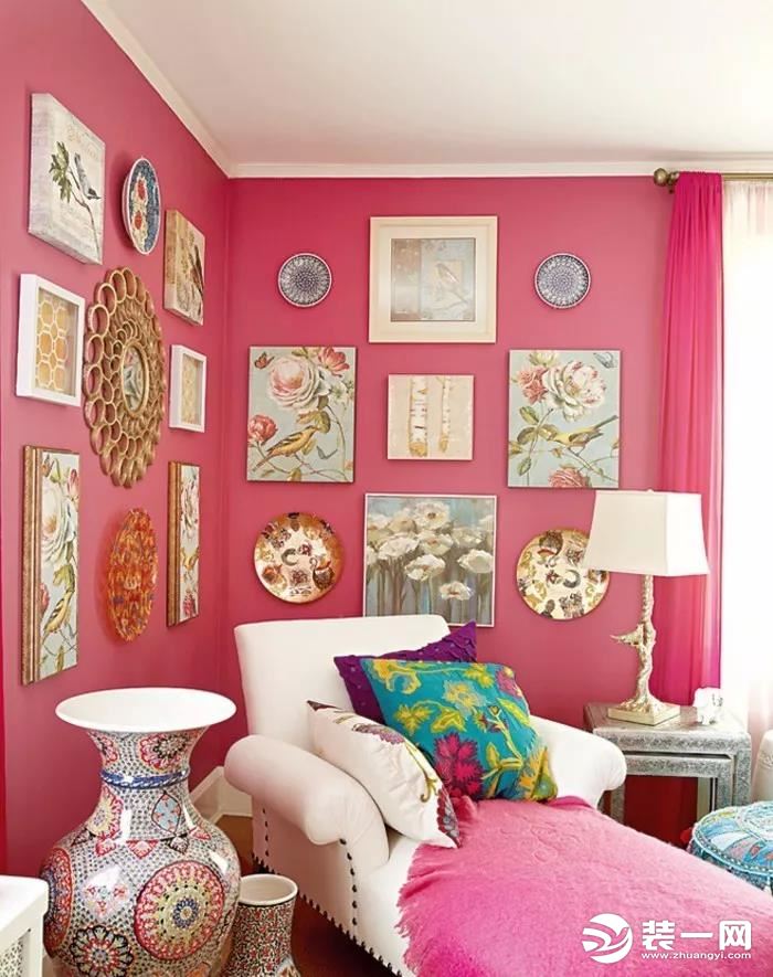 粉色照片墙设计图
