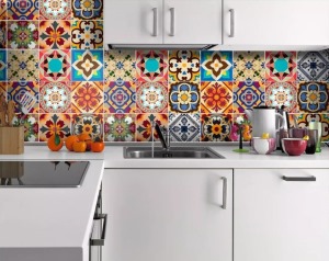 墻面瓷磚搭配裝修風格圖片--廚房花色瓷磚拼接