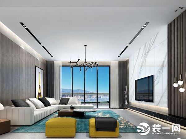 东莞名雕高端家装316平米现代风格别墅客厅装修效果图