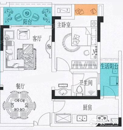 64平米简欧风格装修户型图