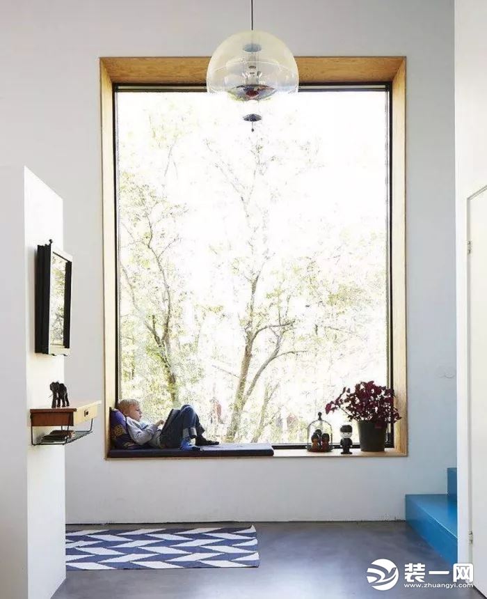 现代简约风格卧室飘窗窗帘效果图