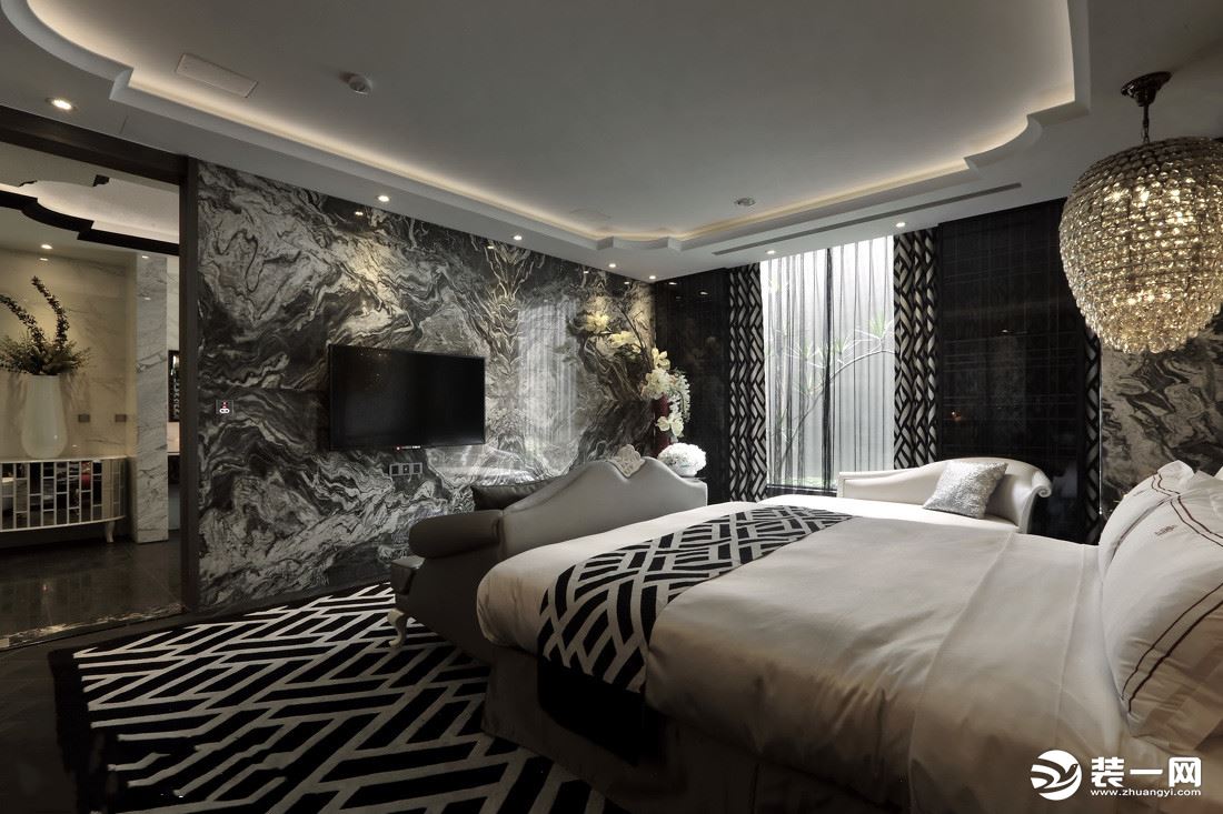 小型宾馆轻奢装修效果图之奢华大床房