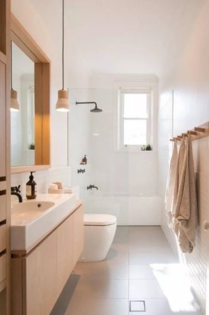 輕奢風唯美浴室裝修效果圖片大全之淺色系簡約浴室