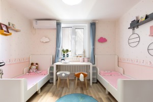 唯美小户型双胞胎房间装修效果图之粉红世界双胞胎房间