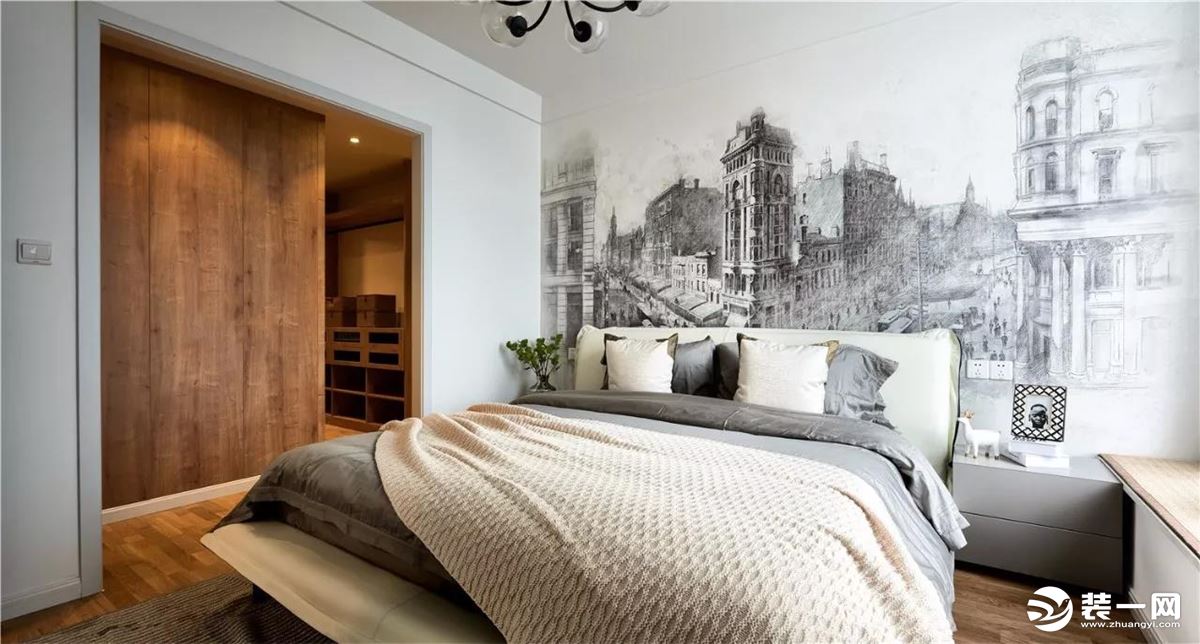 129平米复古北欧风格 装修效果图 卧室