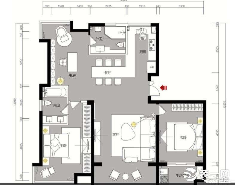 固安众志装饰现代风格户型图