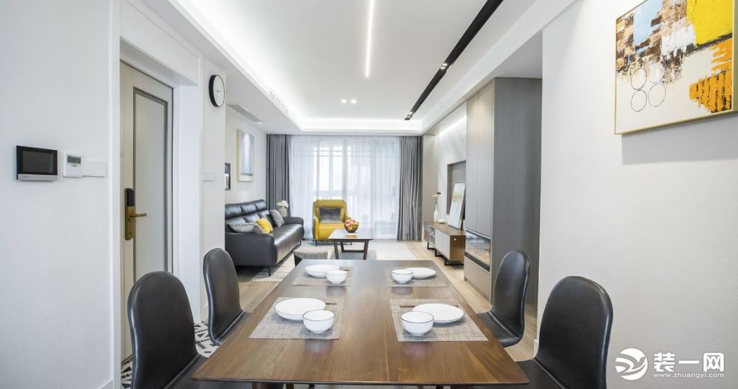 宁波120平米现代简约风格三室一厅户型客厅装修效果图