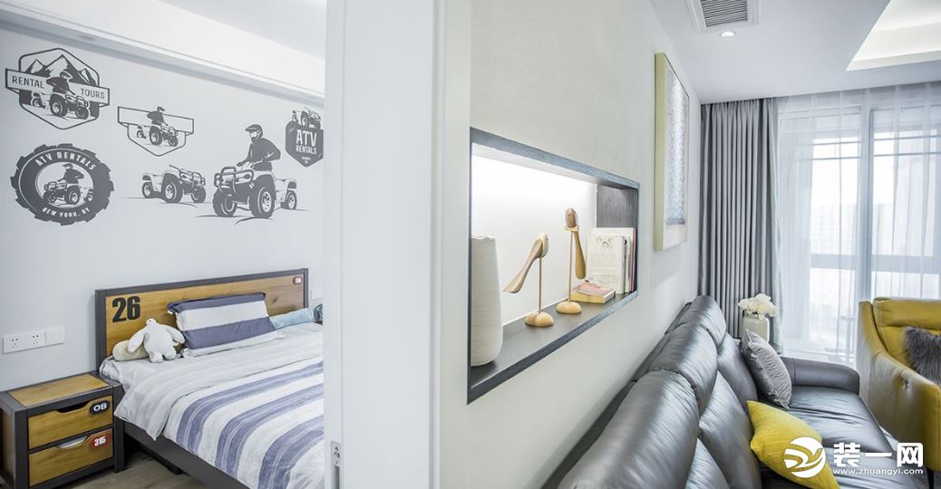 宁波120平米现代简约风格三室一厅户型侧卧装修效果图