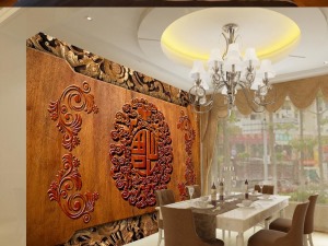 唯美浮雕壁画装修效果图大全之新中式餐厅壁画