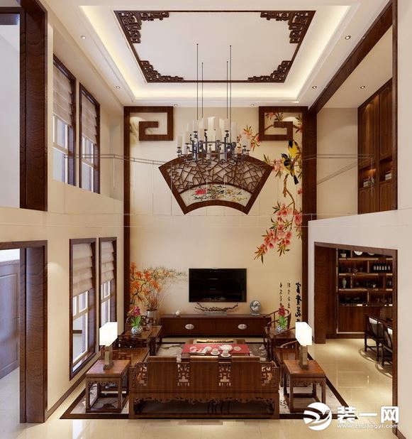新中式风格聂树客厅装修效果图