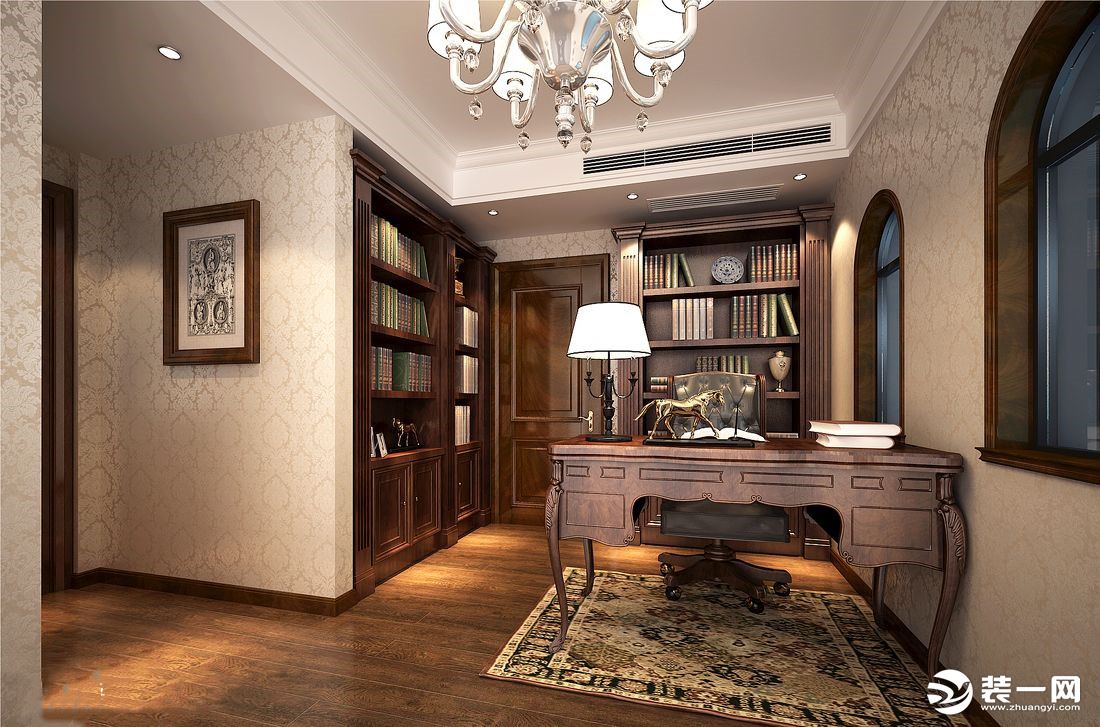美观大气客厅敞开式书房装修效果图大全之欧式轻奢风格
