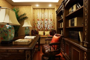 美观大气客厅敞开式书房装修效果图大全之新中式风格