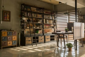 美觀大氣客廳敞開式書房裝修效果圖大全之現代簡約書房
