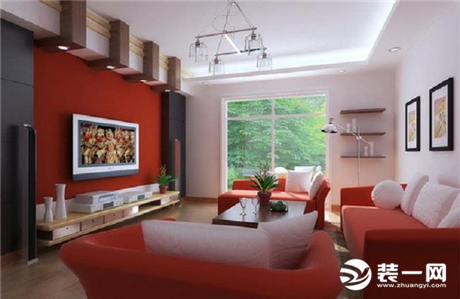 客厅墙面颜色搭配红色效果图