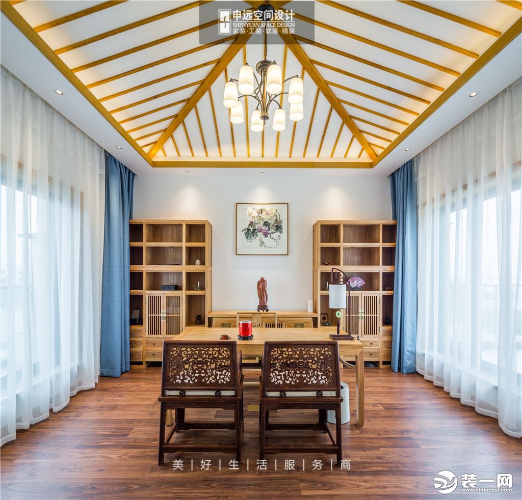 上海申远空间设计简美别墅书房装修
