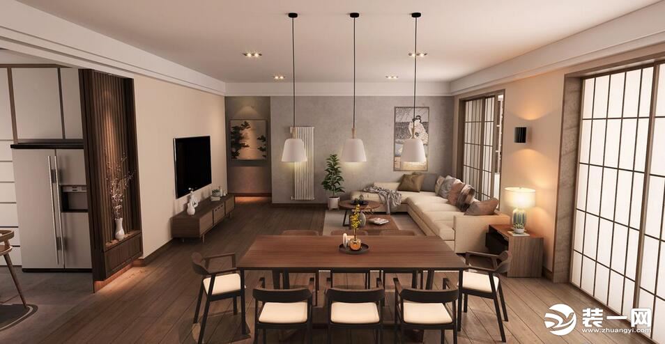 贵阳品界空间装饰公司设计师冯坤英日式风格客厅俯视图装修效果图