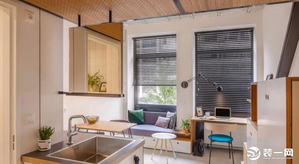 30平米现代简约单身公寓loft客厅装修效果图