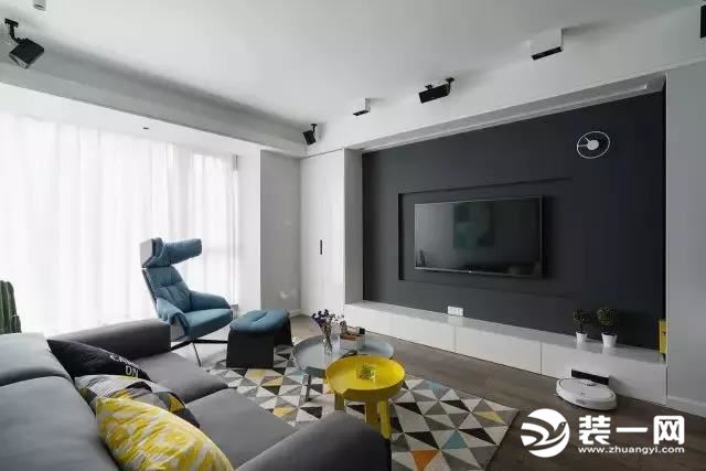 三居室现代简约风格设计电视背景墙效果图