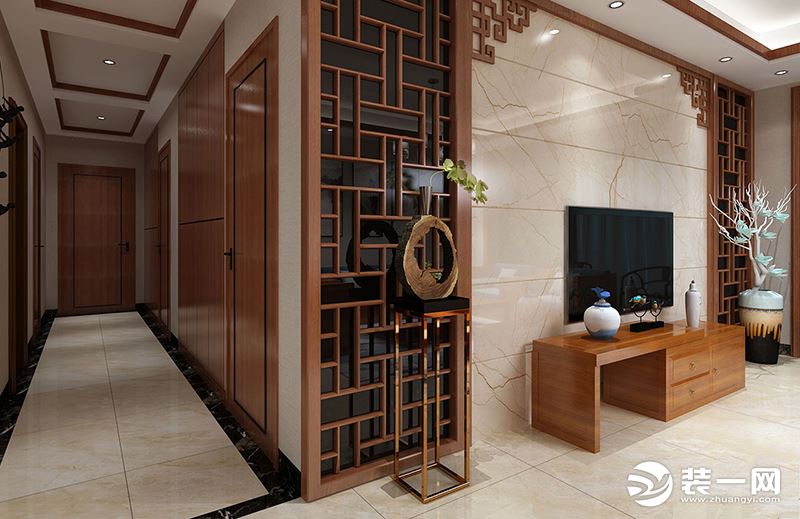 贵阳海大装饰公司设计师李海波中式风格电视背景墙装修效果图