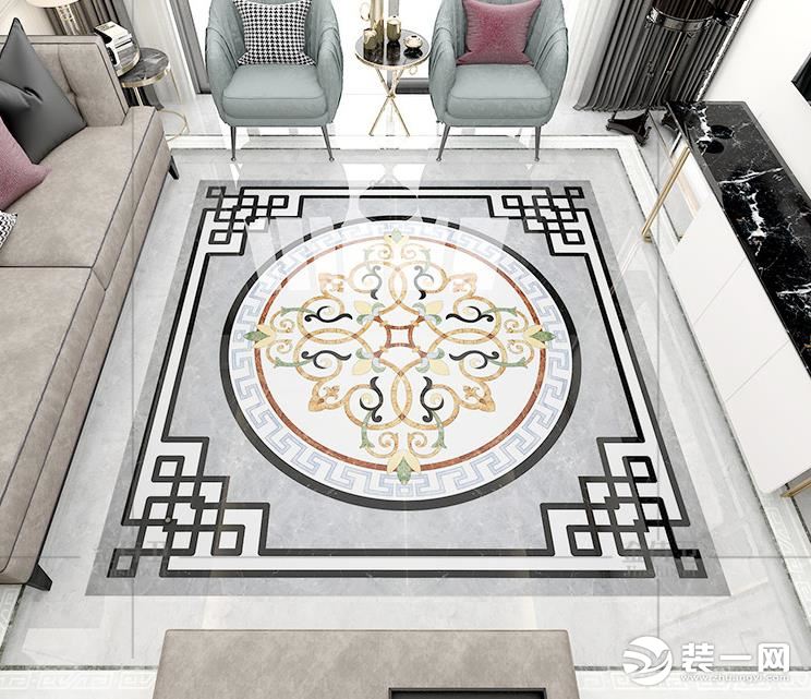 新中式客厅地面瓷砖设计图