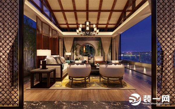 林伟忠金源国际1200平米中式风格设计会客厅效果图
