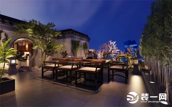 林伟忠金源国际1200平米中式风格设计室外餐厅效果图