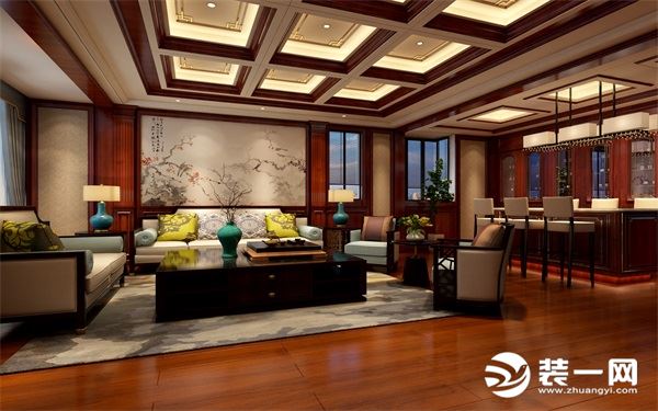 林伟忠金源国际1200平米中式风格设计室内客厅效果图