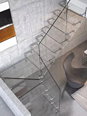 室內樓梯裝修 玻璃材質樓梯裝修效果圖
