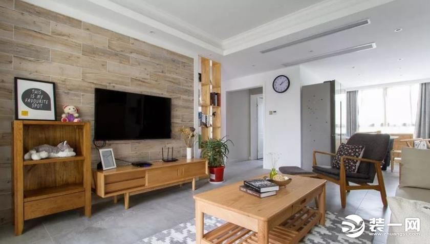 木质板材客厅背景墙装修效果图