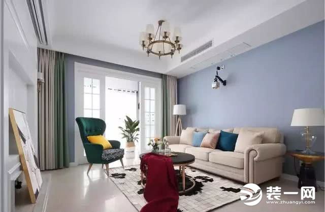120平米三居室美式风格设计客厅效果图