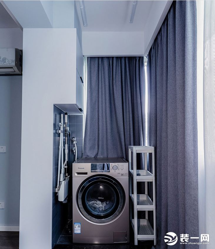 一居室55平米烟灰蓝现代简约风格装修实景图