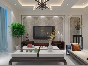 新中式客廳背景墻設計圖片大全