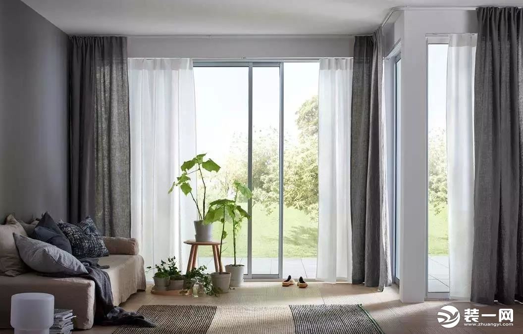 現代簡約窗簾裝修之客廳窗簾裝修圖片