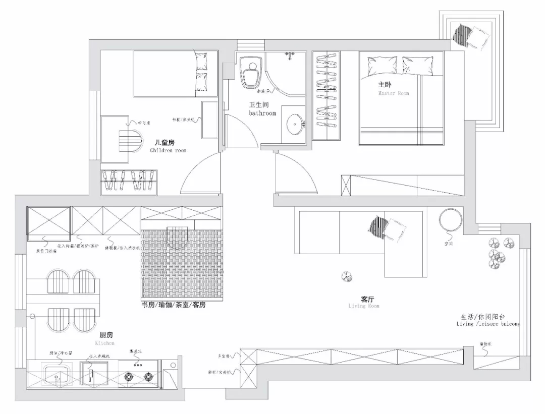 两室该三室改造户型图