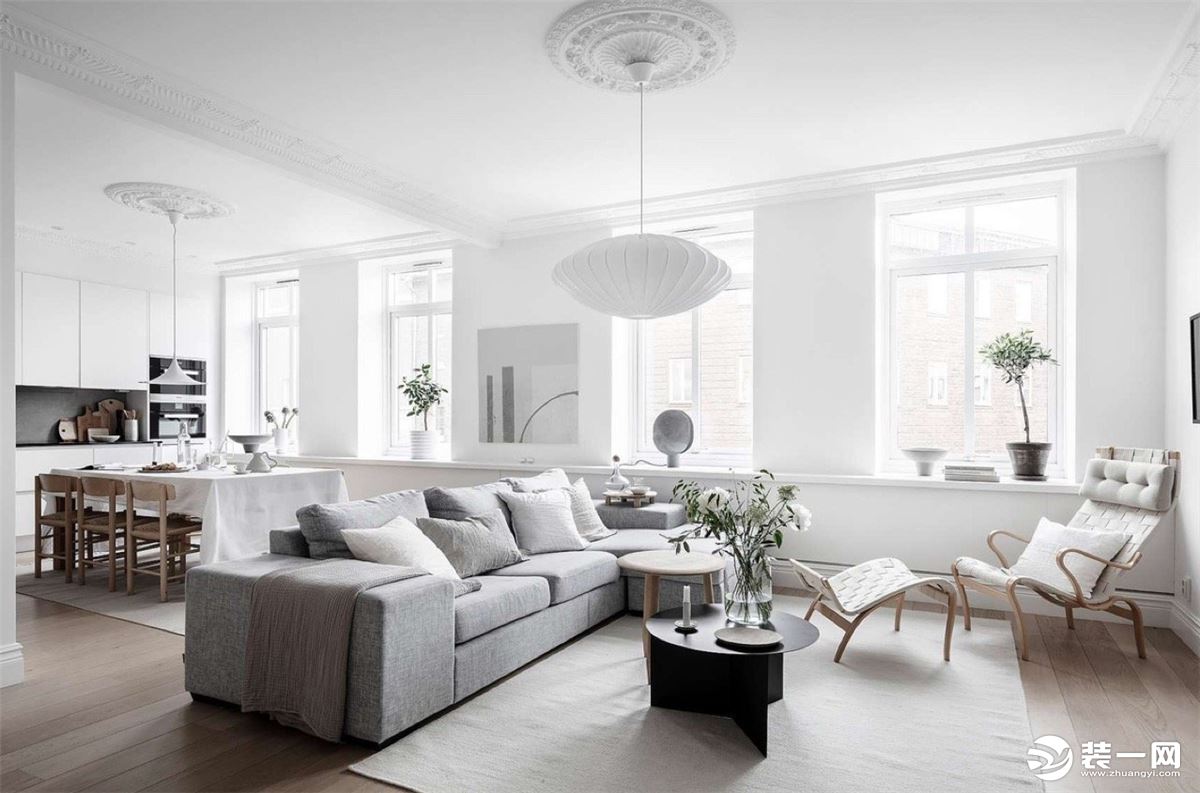 北欧极简风格装修白色系公寓效果图