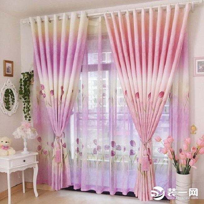 客厅粉色窗帘装修效果图