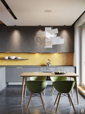 不同色调开放式厨房设计效果图
