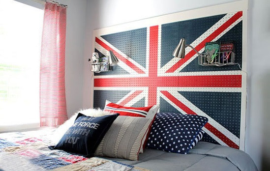 卧室床头米字旗背景墙装修效果图