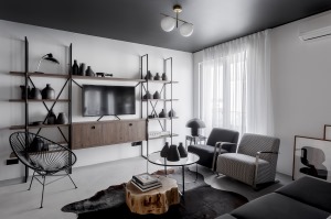 黑白灰现代极简风格公寓装修效果图