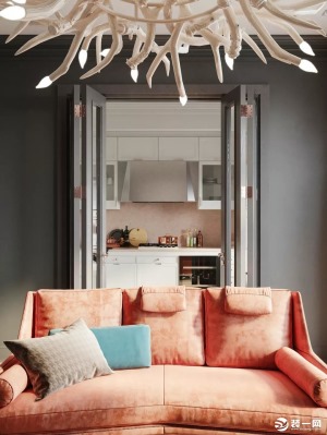 珊瑚橙色现代风格室内装修效果图