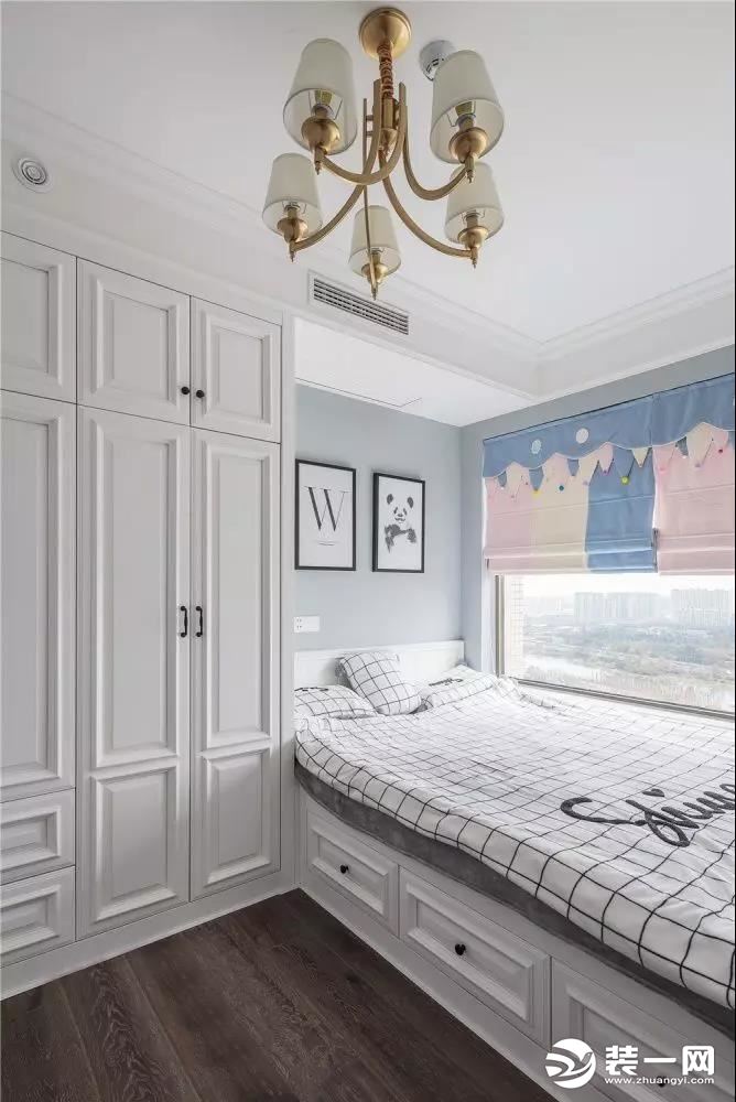 90平两室两厅轻奢美式次卧装修案例效果图
