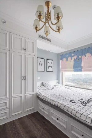 90平两室两厅轻奢美式次卧装修案例效果图