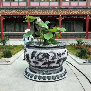 中式石材花盆庭院装饰图片