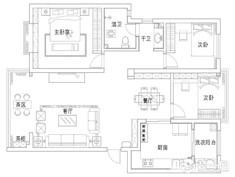 曲靖锦林花园123平米平面设计方案