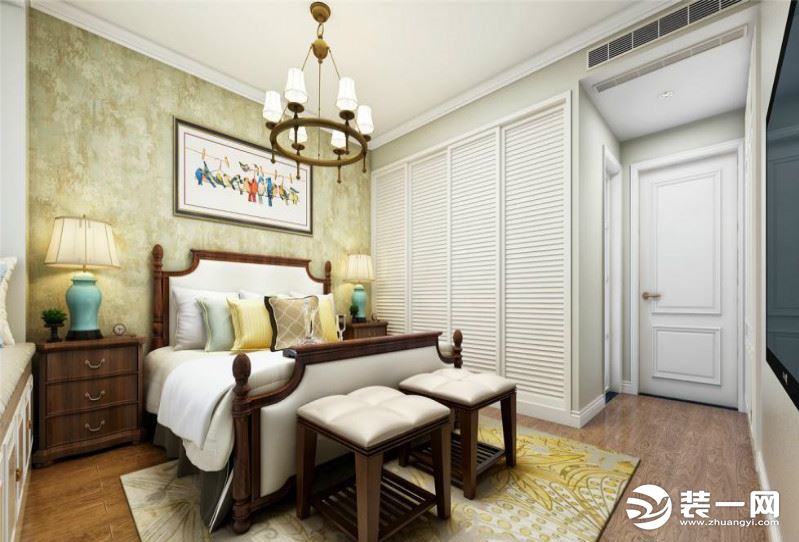 合肥东箭装饰和昌中央城邦美式风格设计卧室效果图