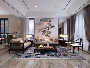 150平米中式风格客厅效果图 简约范