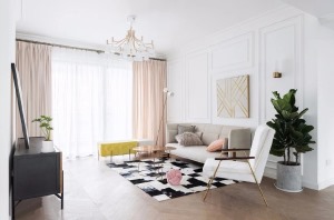 粉色浪漫三居室现代法式风格设计效果