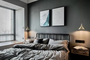 68平现代工业风格新房装修之卧室装修效果图